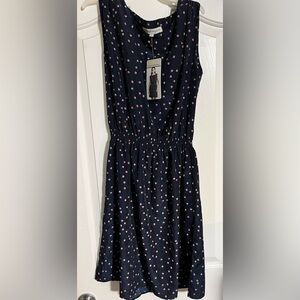 Navy Polka Dot Sleeveless Dress